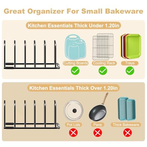 Cutting Board Organizer and Baking Sheet Rack, [2-Pack] Black Heavy 2pc Black