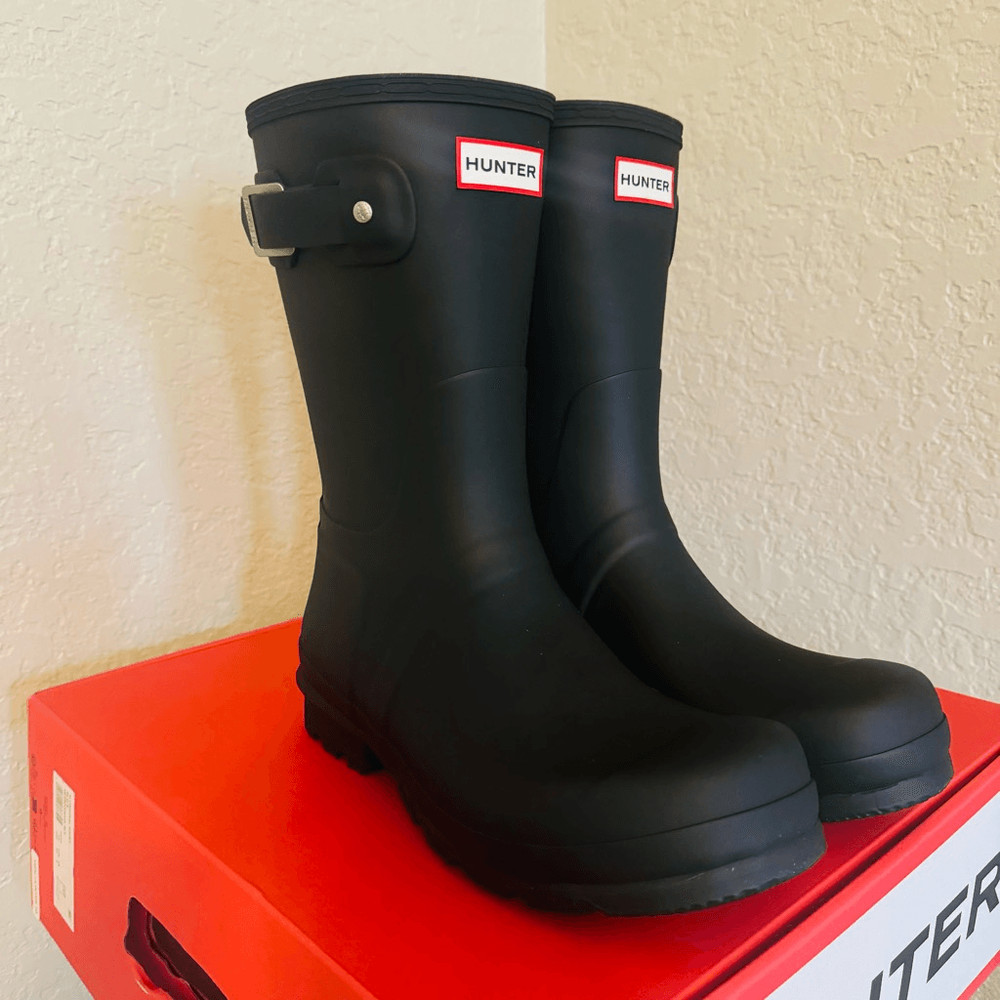 HUNTER Original Short Waterproof Rain Boot, Rubber Black, Size 10, NWT