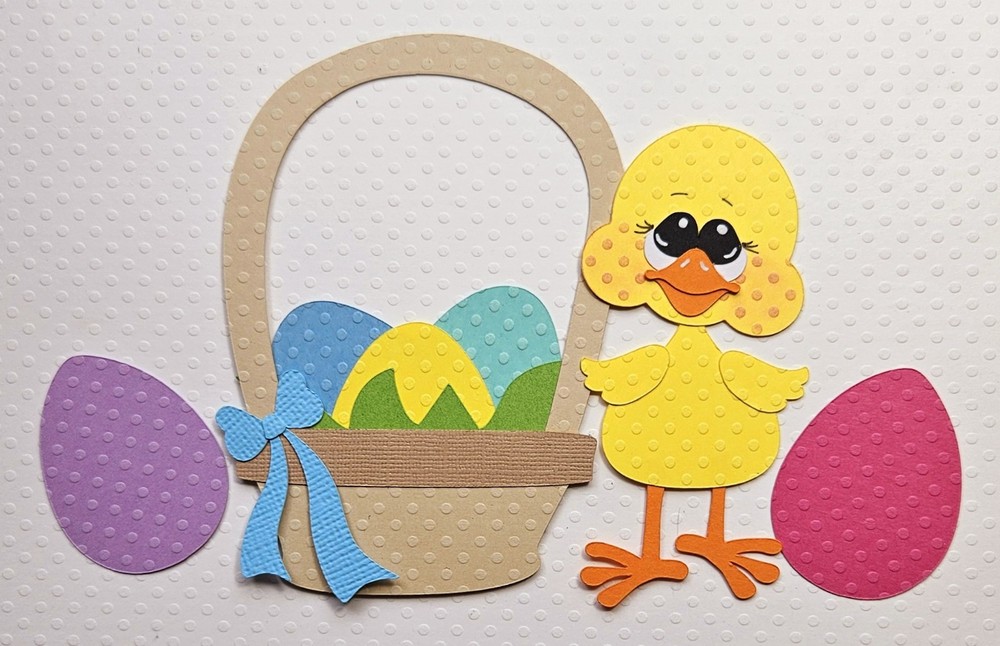 Easter Chick Basket Boy. Scrapbook, Card Making Paper Piecing