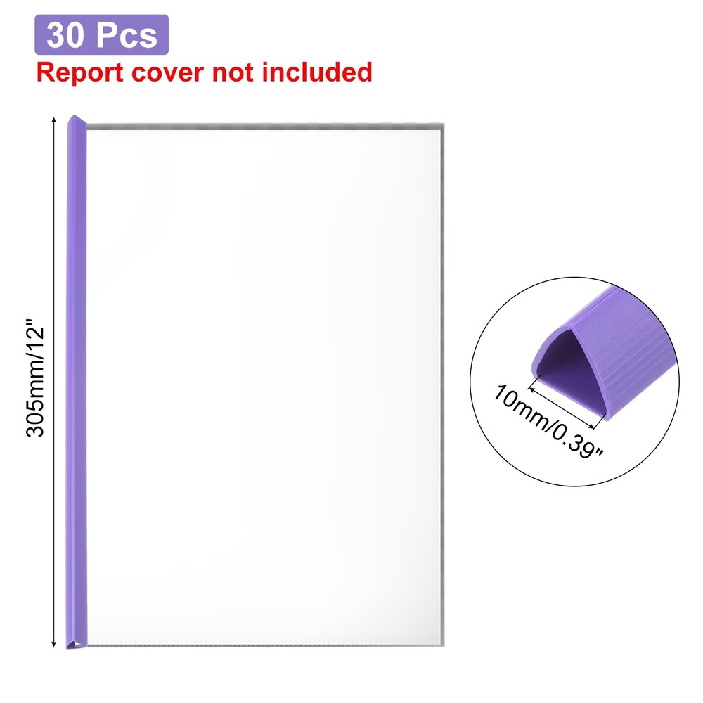 30Pcs Binding Bars, 10mm Binding Bars 70 Sheets Capacity, Purple