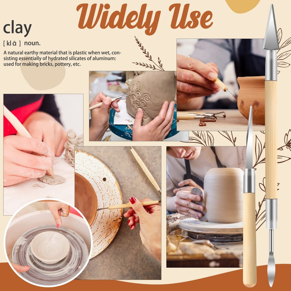 Jetmore 35-Pack Clay Pottery Sculpting Tools Kit - Polymer Modeling Art Set