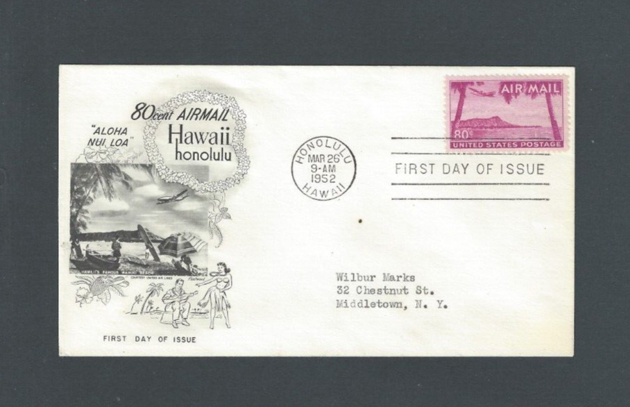 1952 C46 80c Airmail High Value FDC Cacheted