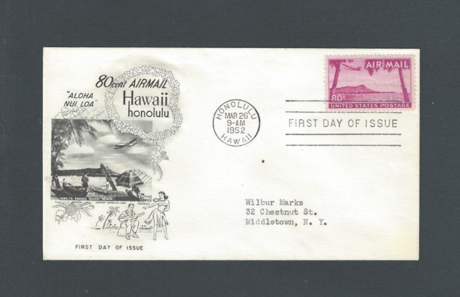 1952 C46 80c Airmail High Value FDC Cacheted