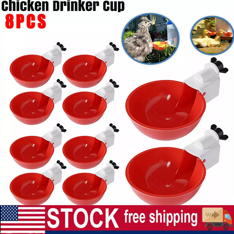 8 PCS Automatic Water Cups Poultry Drinker Waterer Chicken Duck Quail Drinking