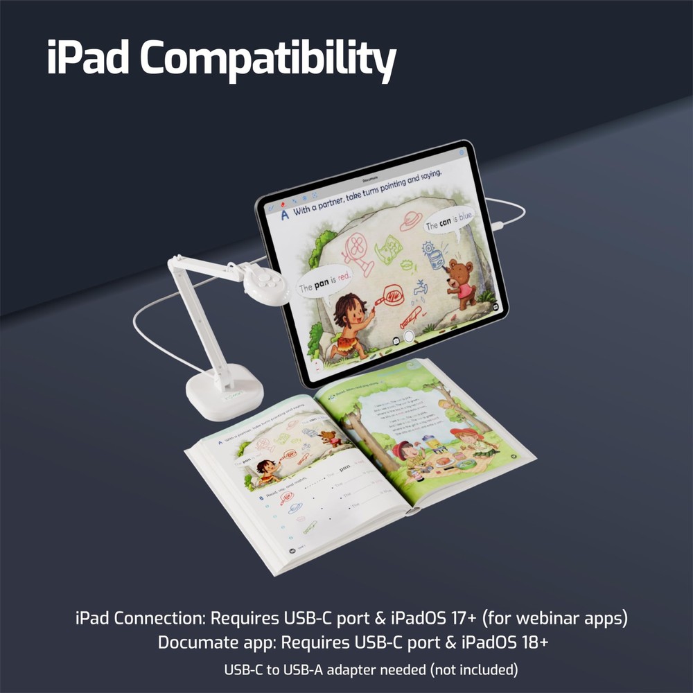 INS‑2 4K USB Document Camera – 13MP, Dual Auto‑Focus, LED Light and Microphon...