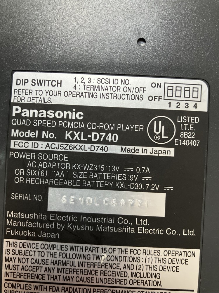 External CD ROM Panasonic KXL-D740 Quad Speed 4X CD-ROM CD Player