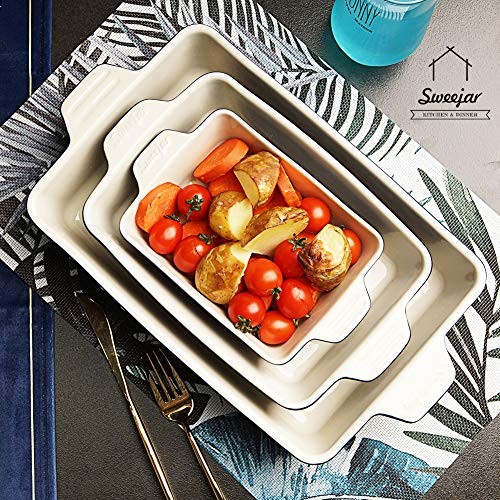Ceramic Bakeware Set, Rectangular Baking Dish Lasagna Pans for Cooking, Red