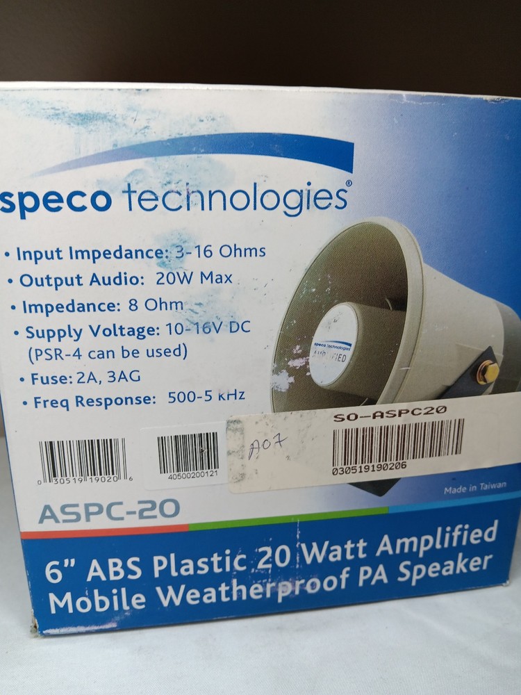 Speco Technologies ASPC-20 Mobile Weatherproof PA Speaker