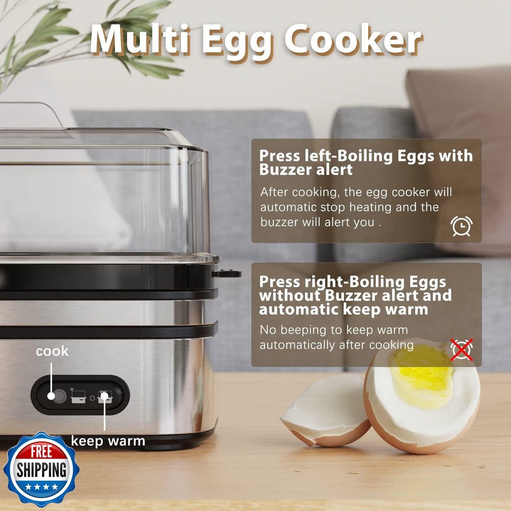 Evoloop Rapid Egg Cooker Electric 6 Eggs Capacity, Soft, Medium, Hard Boiled,
