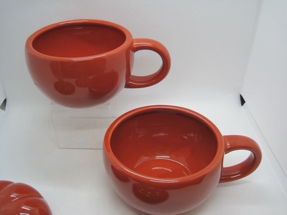 2 Ceramic Pumpkin Covered Mugs Harvest Fall Decor