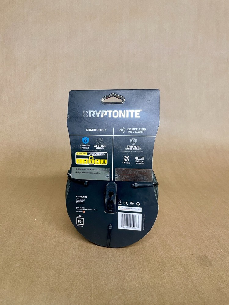 Kryptonite Combo Cable & Comet R150 Tail Light Combination Lock LEVEL-3