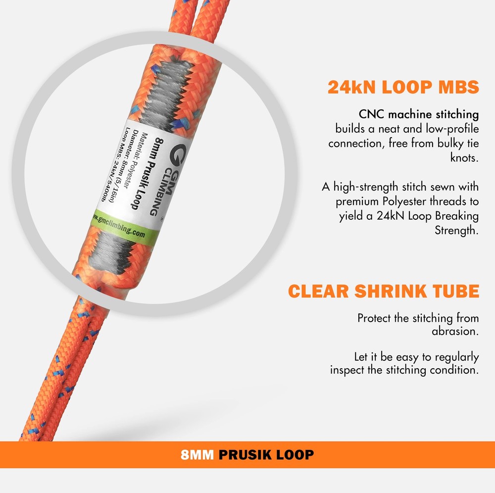 8mm (5/16") Prusik Loop Pre-Sewn 24 inches
