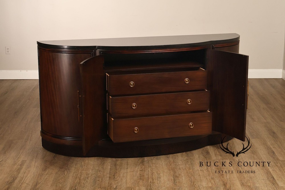 Bernhardt Art Deco Style Curved Front Sideboard With Black Granite Top