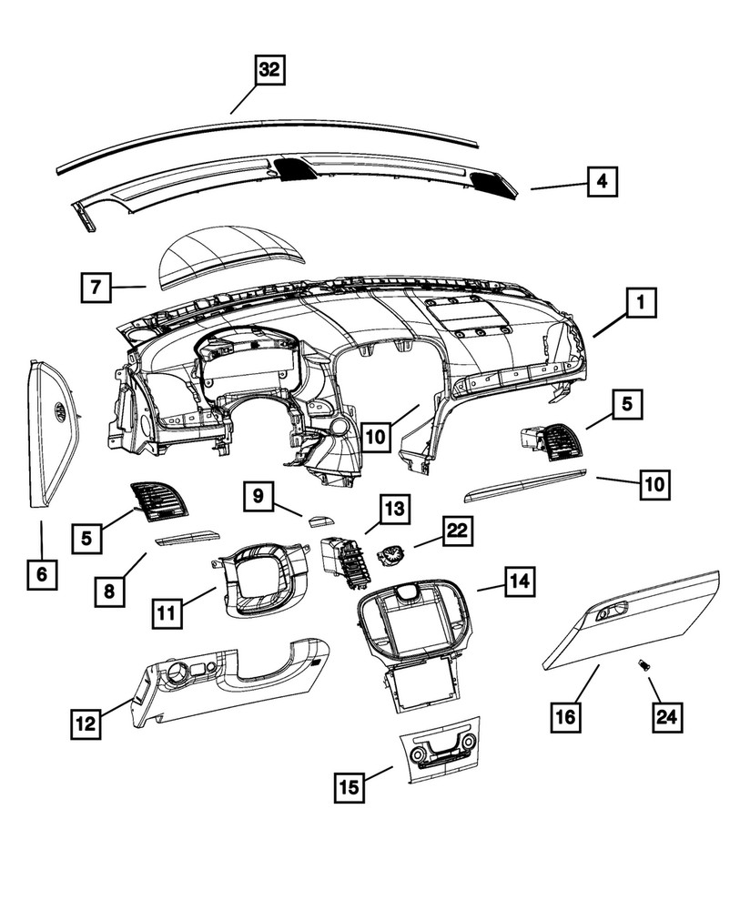 Genuine Mopar Instrument Panel Applique 68346968AA