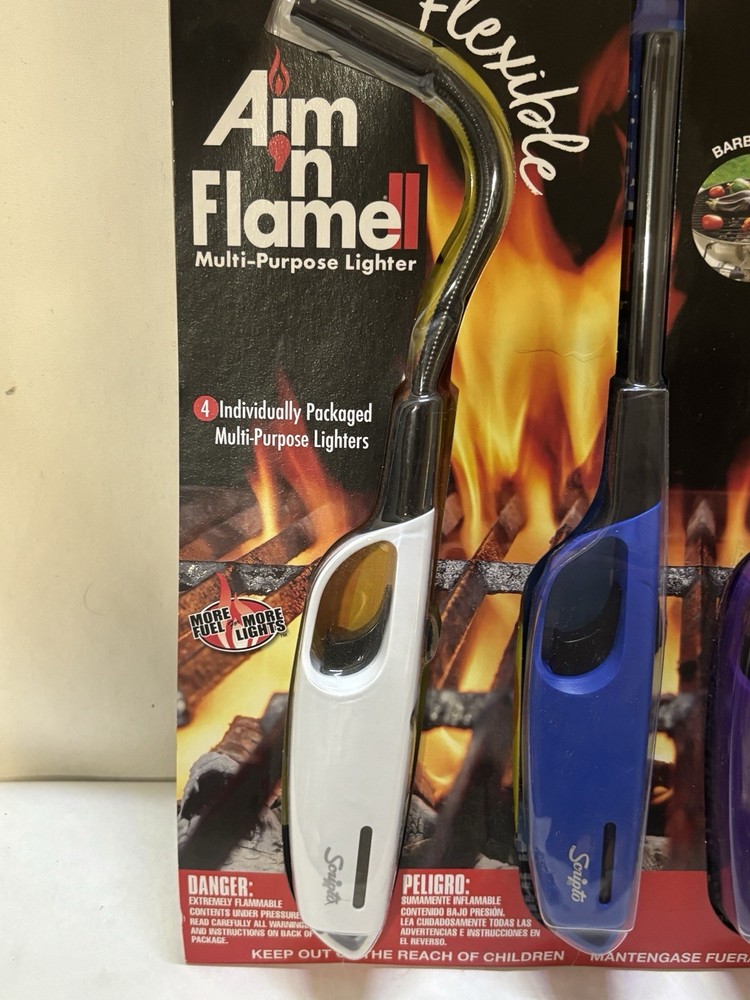 4 Pack SCRIPTO Multi-Purpose Lighter BBQ Barbecue Camping Durable Lighters