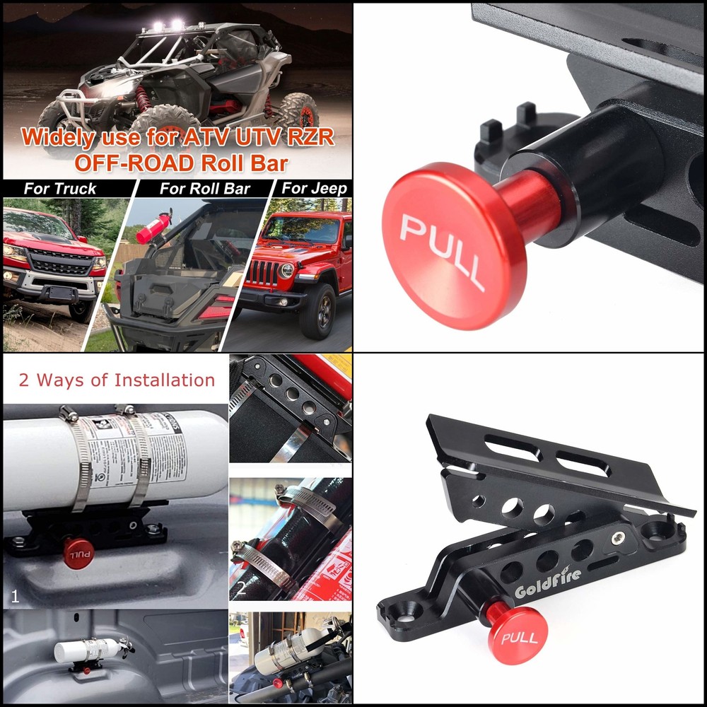 Quick Release Aluminum Fire Extinguisher Holder Mount Bracket - Black