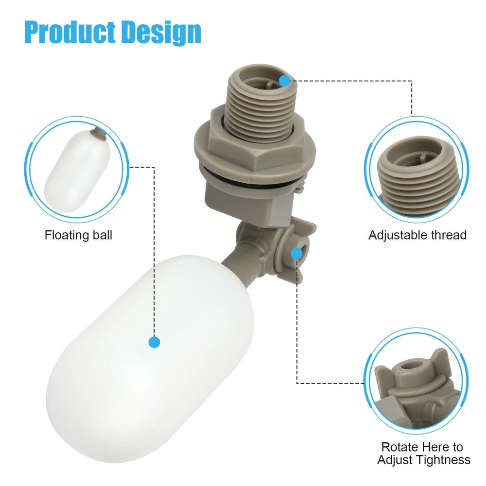 Spherical Float Valve Adjustable Arm Water Level Control Auto Replenishment Stop