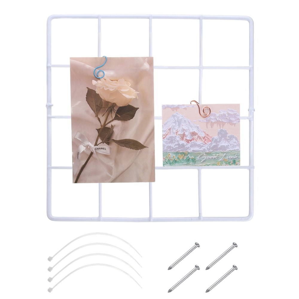 Grid Wall Panels, 7.9" x 7.9" Display Holders Hanging Frame, White