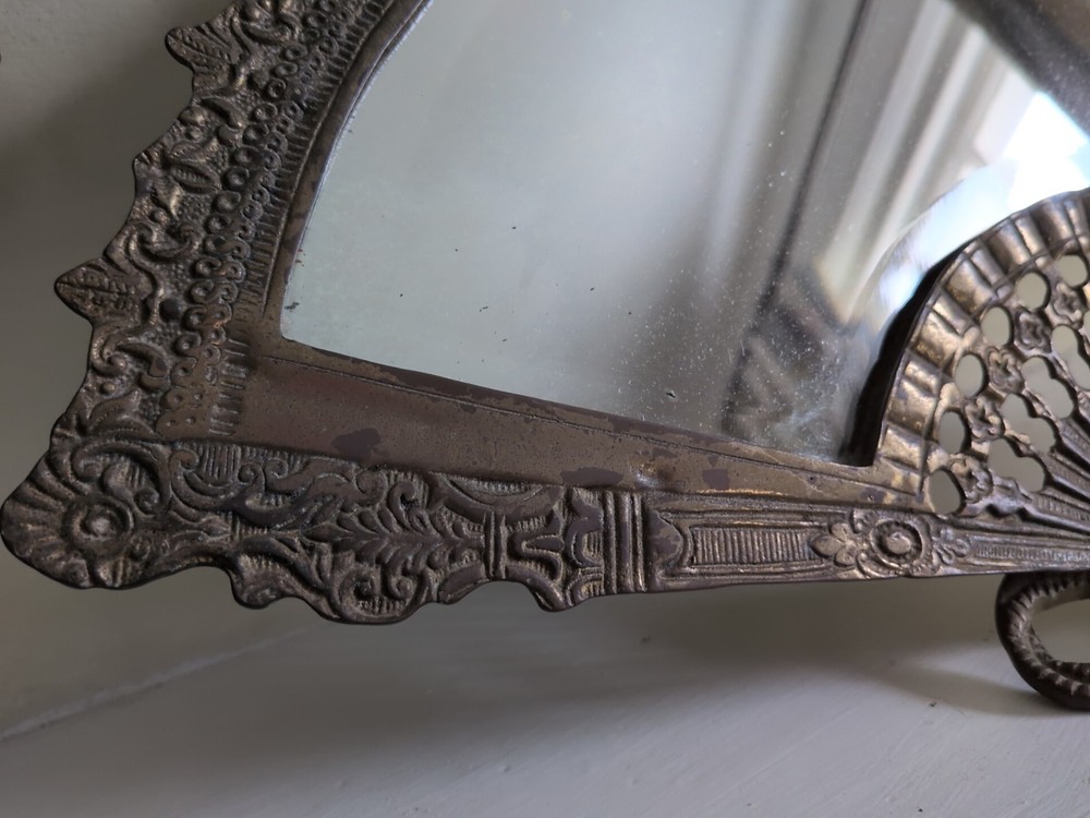 Vintage Brass Fan Mirror