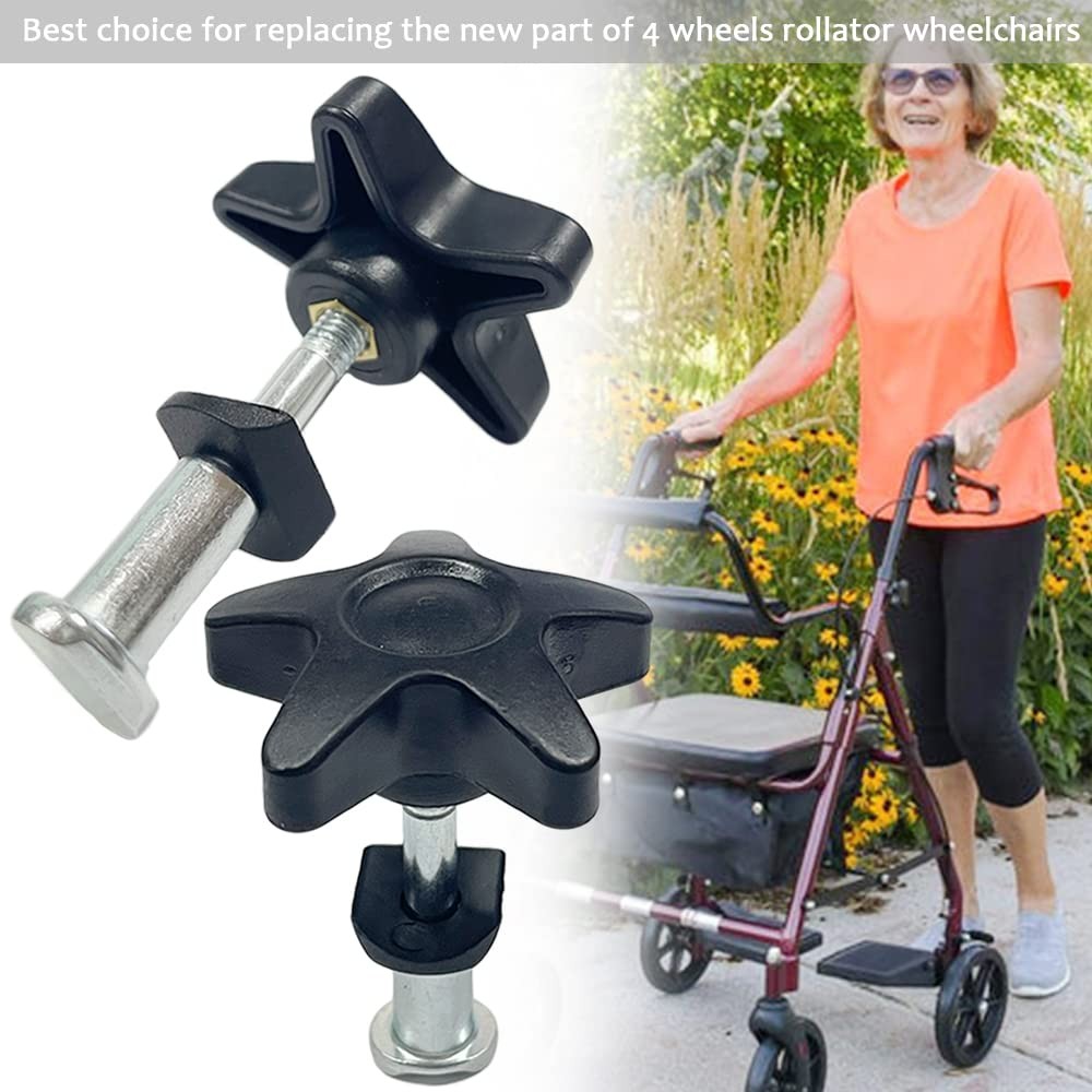 Rollator Walker Replacement Knobs - Easy-Grip Screws for 3 or 4 Wheel Rollators