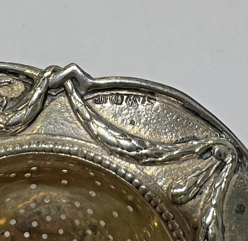 Antique Belle Epoque Silver Tea Strainer 800 Silver Hallmarked on front