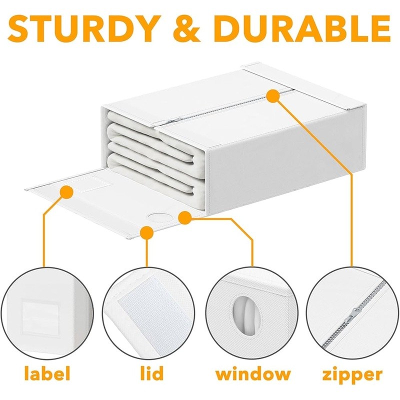 6 Pack Bed Sheet Organizer and Storage, Foldable Sheet Organizer with Window US