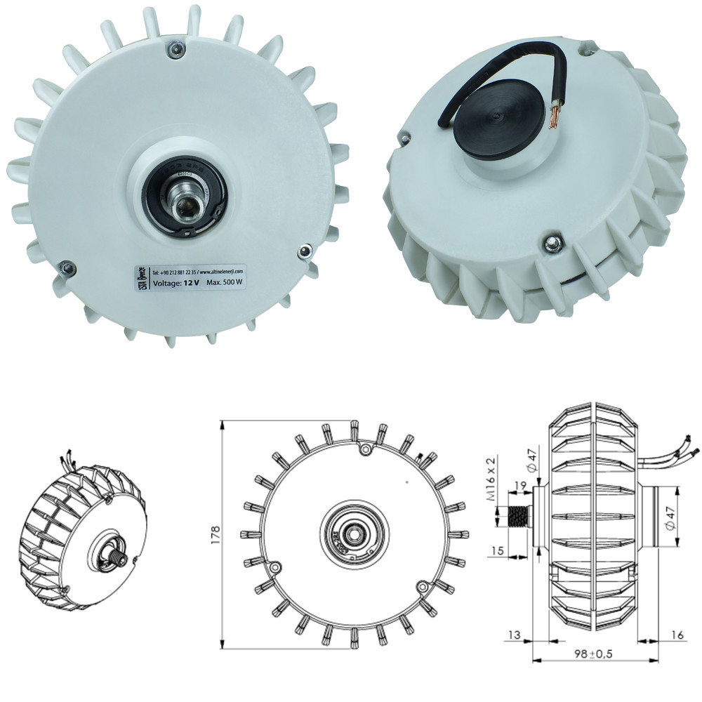 IstaBreeze® 500W Permanentmagnet-Hydropower-oder Windkraftgenerator –12V/24V/48V
