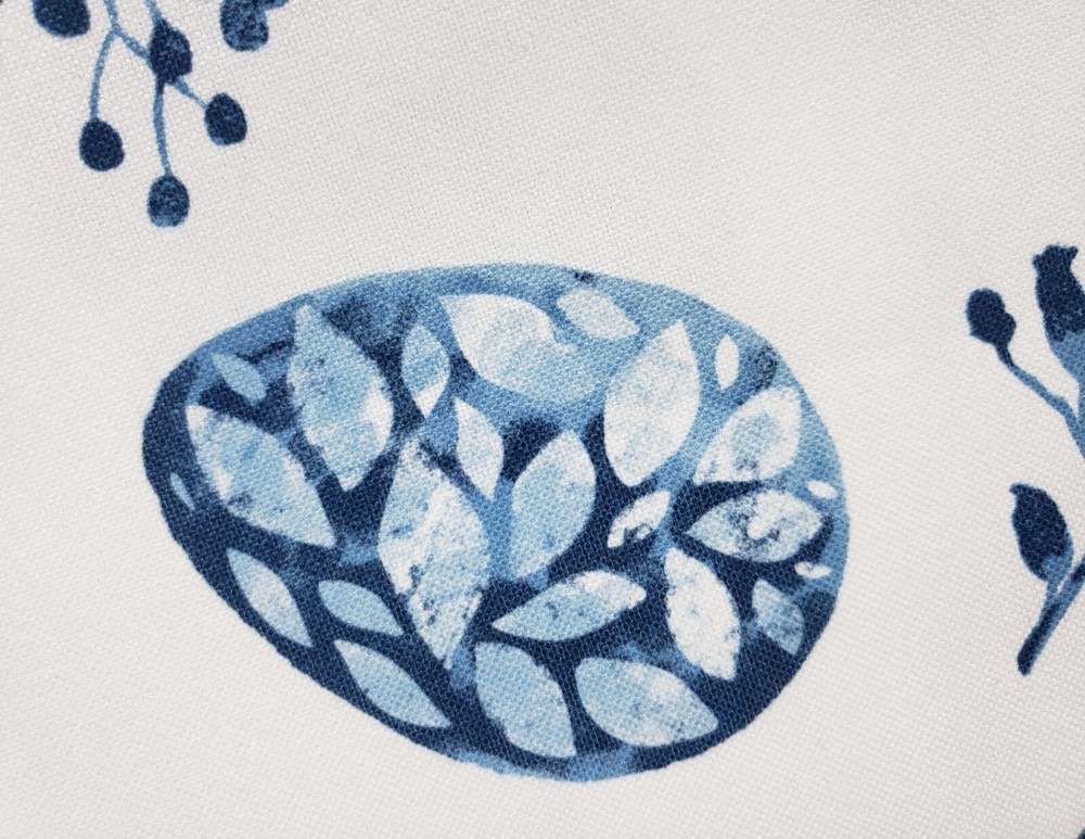 1 Fabric Printed Kitchen Table Runner (13"x72") BLUE EASTER EGGS & LEAVES