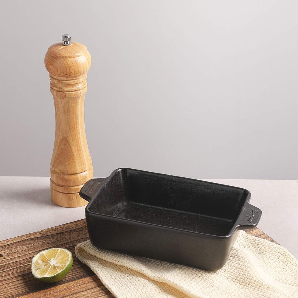 Small Rectangular Ceramic Baking Dish 22OZ Double Handles Black 6.5x4.9