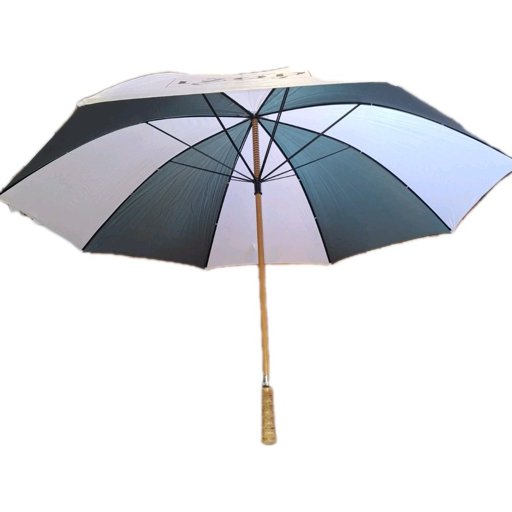 Bamboo Handled Golf Umbrella Izod Green & White