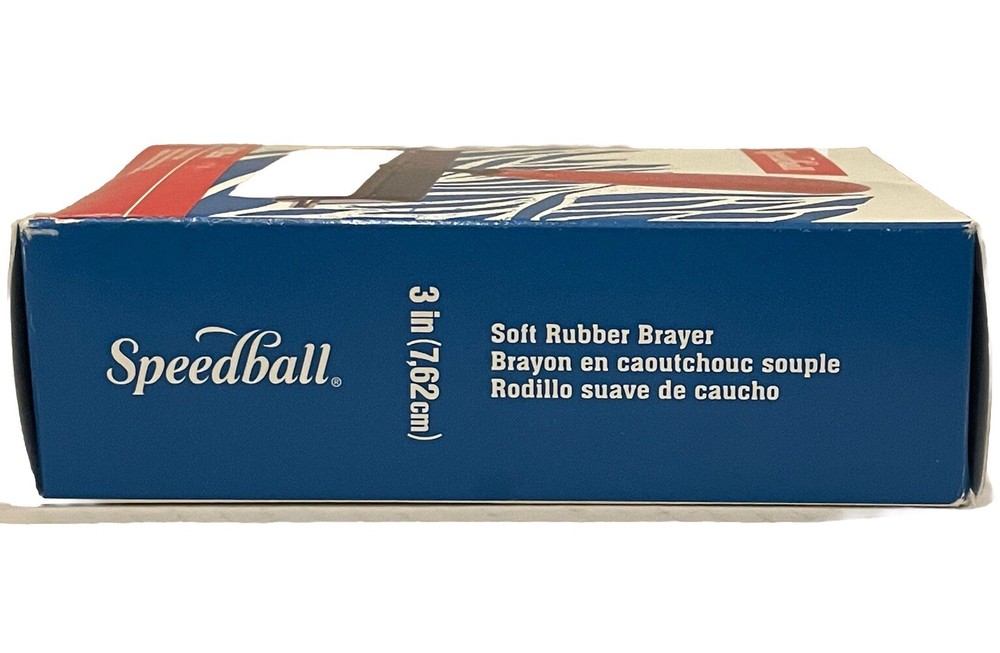 Speedball 3" Soft Rubber Roller Brayer Metal Frame Plastic Red Handle Box NEW