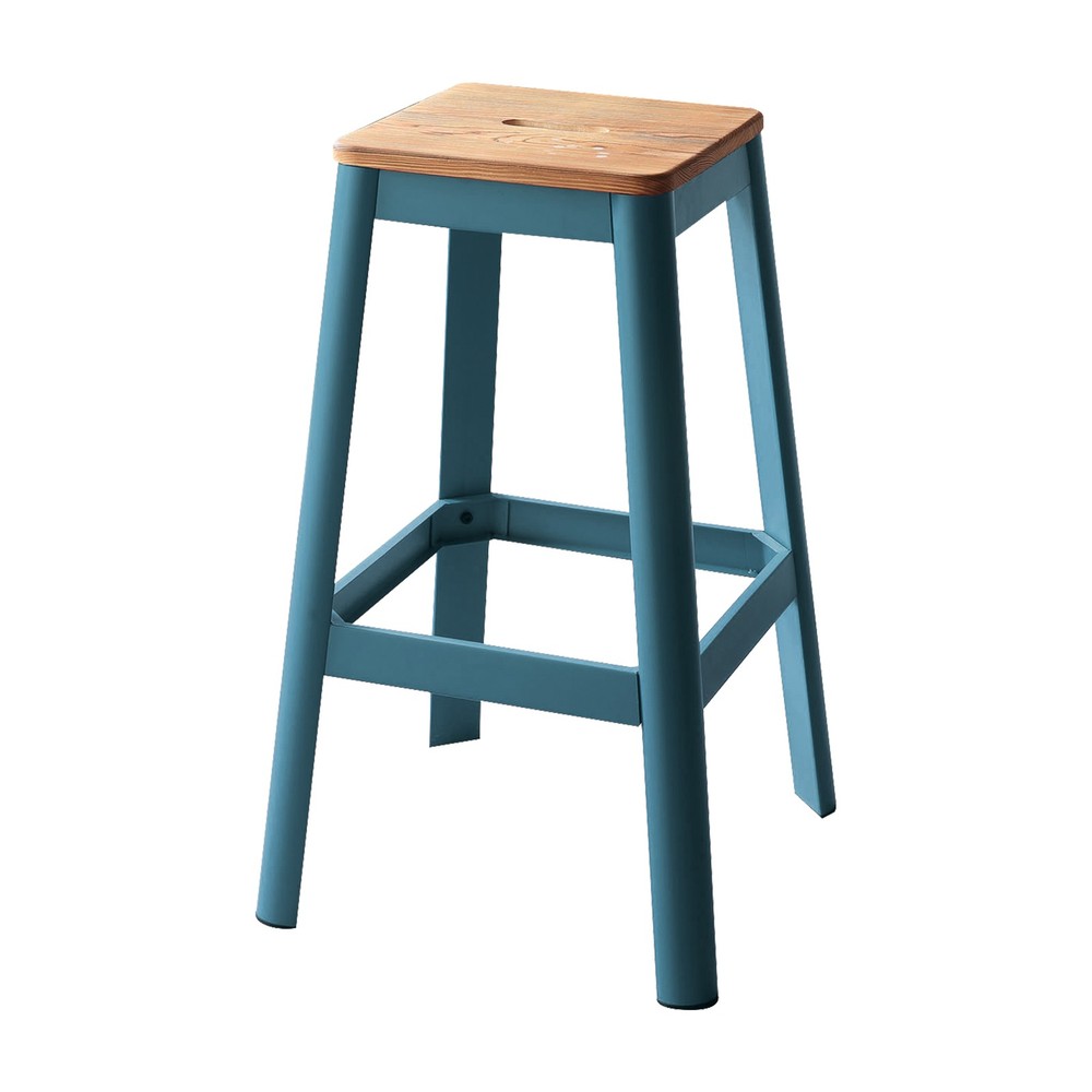 Jacotte Natural & Teal Finish Bar Stool