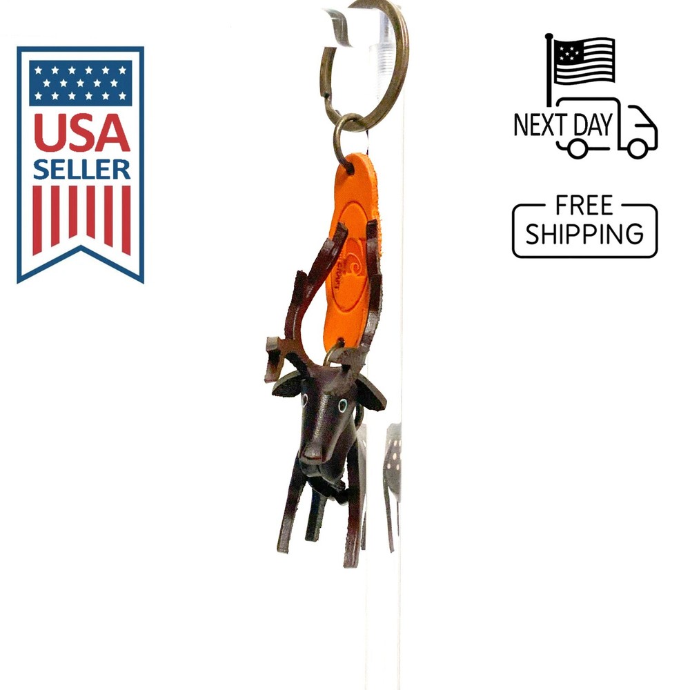 Sika Deer (Brown) Handmade Leather Keyring