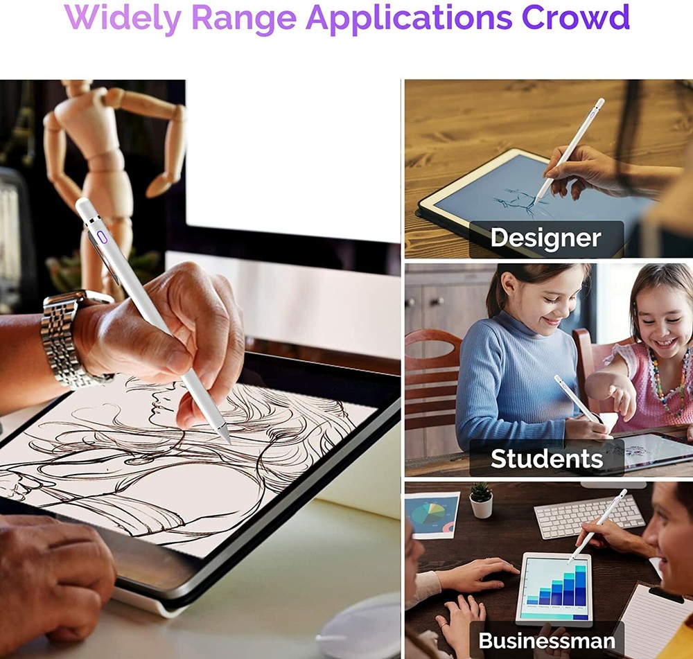 Active Rechargeable Stylus Pen Compatible for iOS & Android Touch Screens