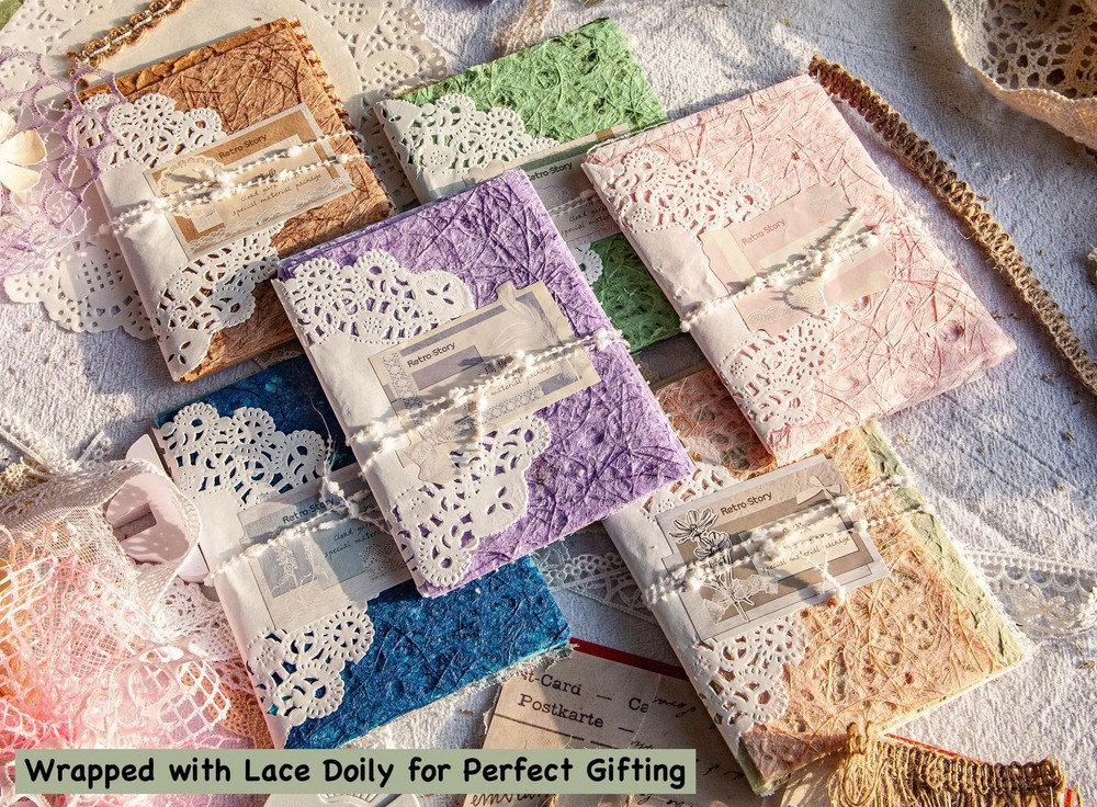96 Sheets Textured Scrapbook Paper and Mesh Fabric Assorted Set - 6 Pack Mixe...