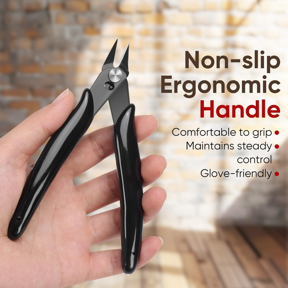 EamPrsk 5 Inch Flush Cutters, 2 Pack Micro Wire Cutters, Sharp Zip Tie Cutter...