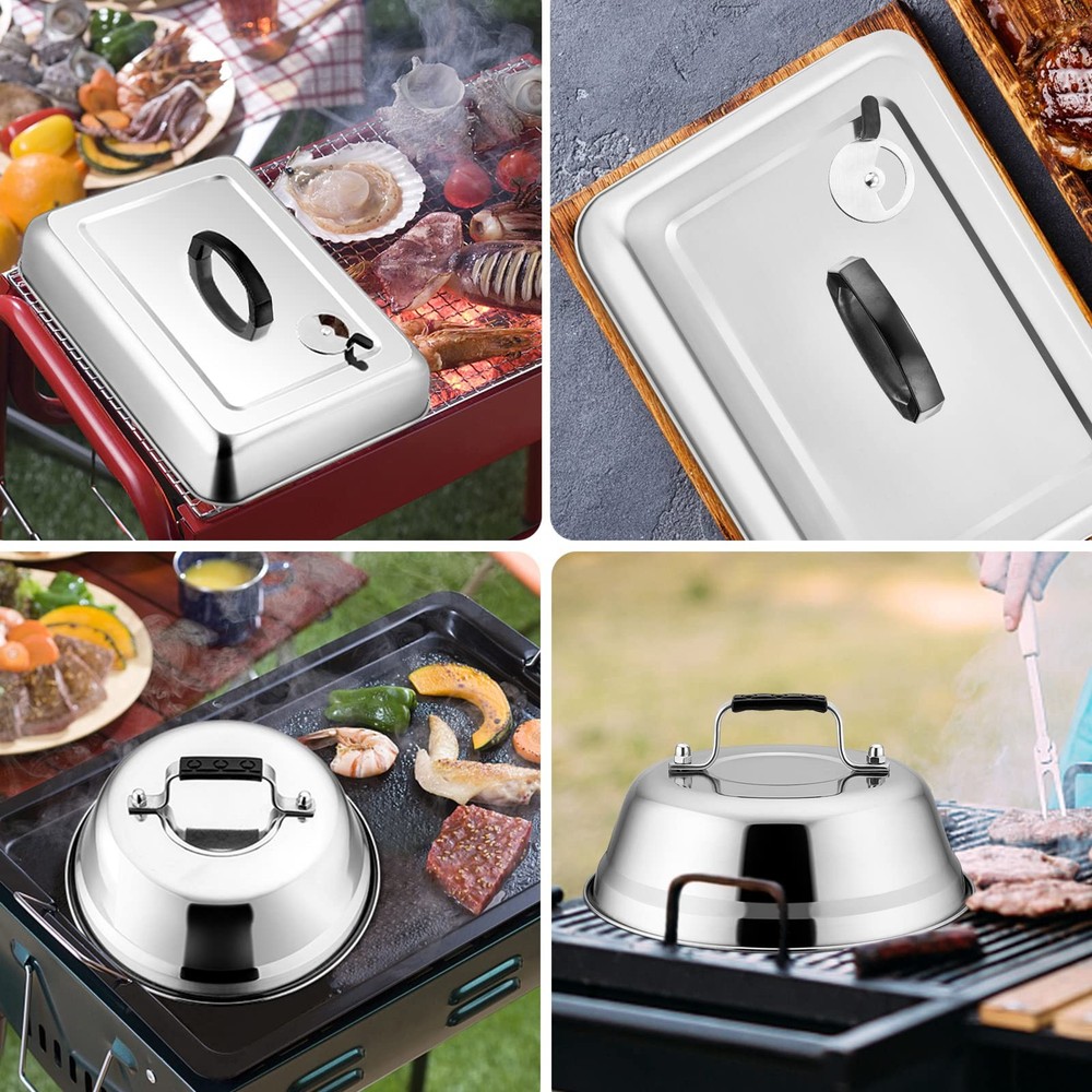 3Pcs Basting Cover for Griddle, Leonyo Large 13" Rectangular Cheese Silver