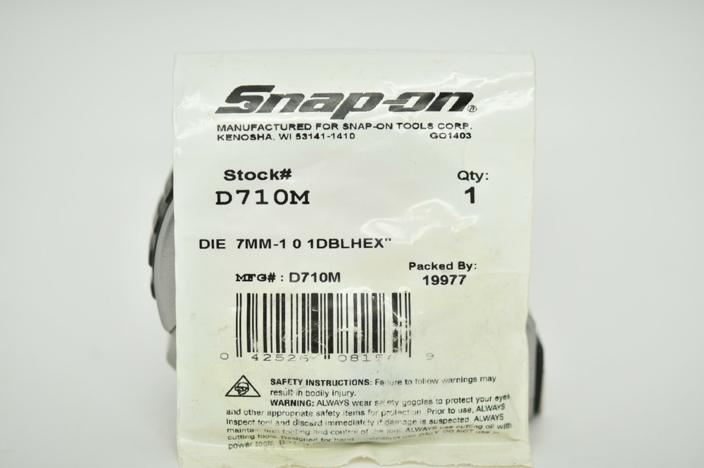 Snap-On Tools NEW SEALED D710M 7mm - 1 Die
