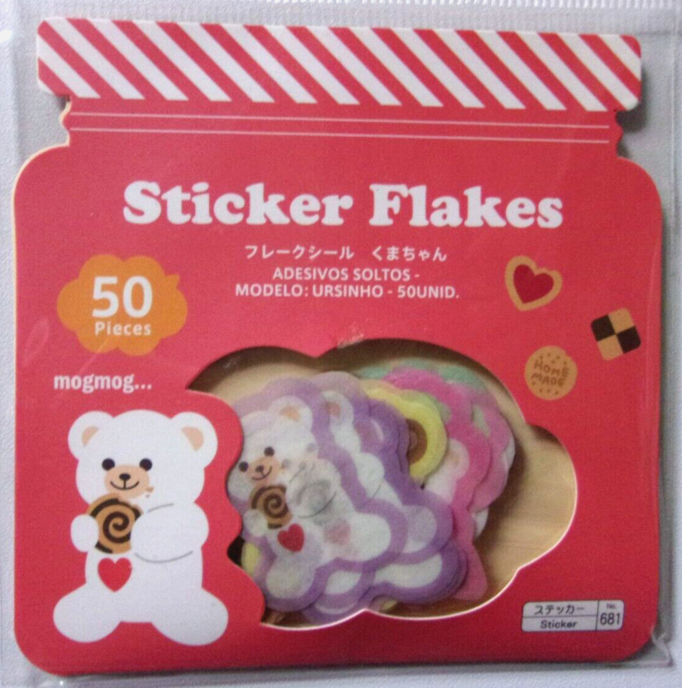 DAISO Bear Cookie Masking Flake Sticker Japan 50 pieces