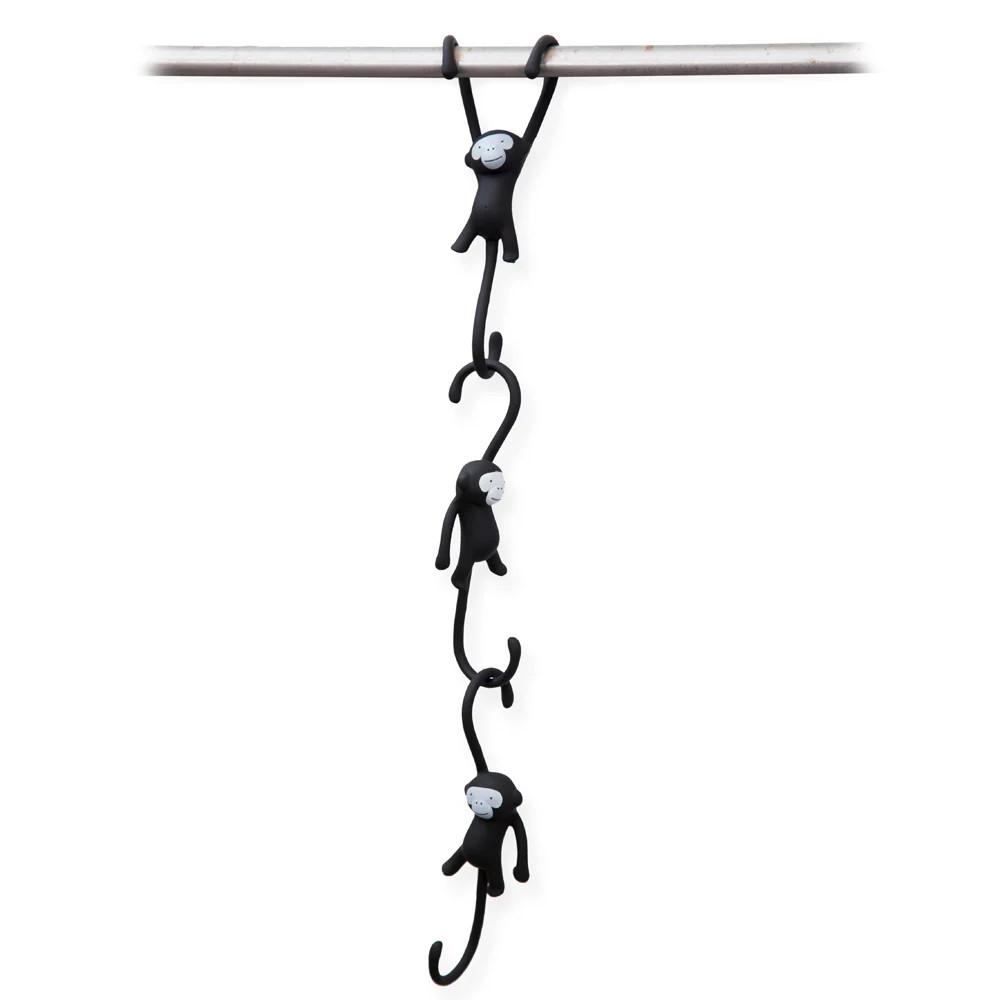 Monkey Business Just Hanging Monkey Kitchen Hooks Black