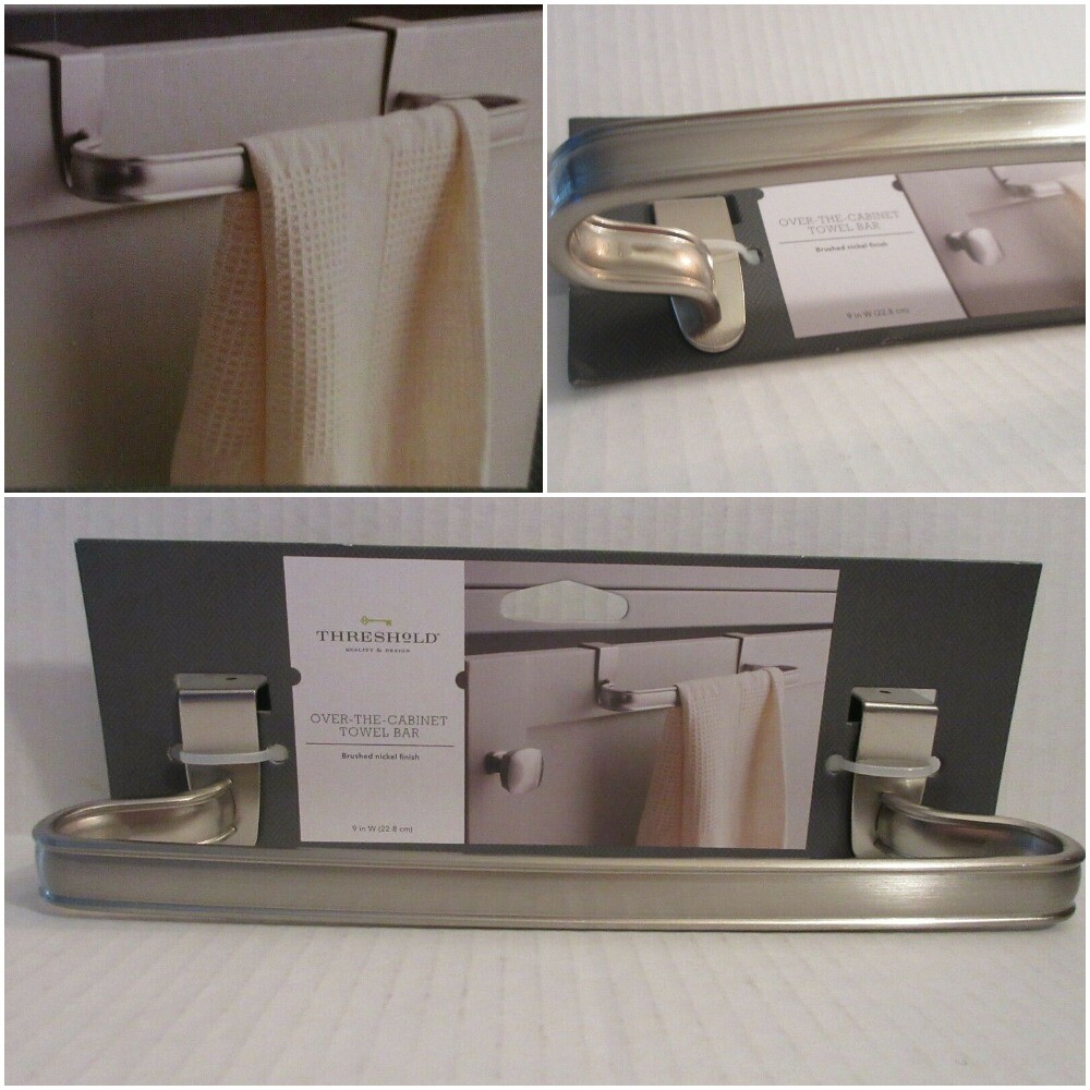 Threshold Over The Cabinet Towel Bar Hold Hang Bathroom Kitchen Brushed Nickel