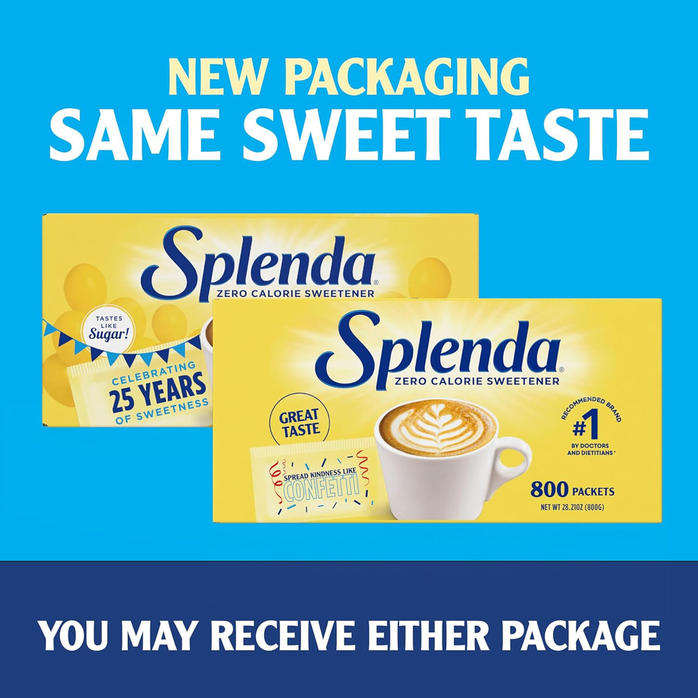 SPLENDA Zero Calorie Sweetener Value Pack 800 Count Packets Sugar Free Zero Carb
