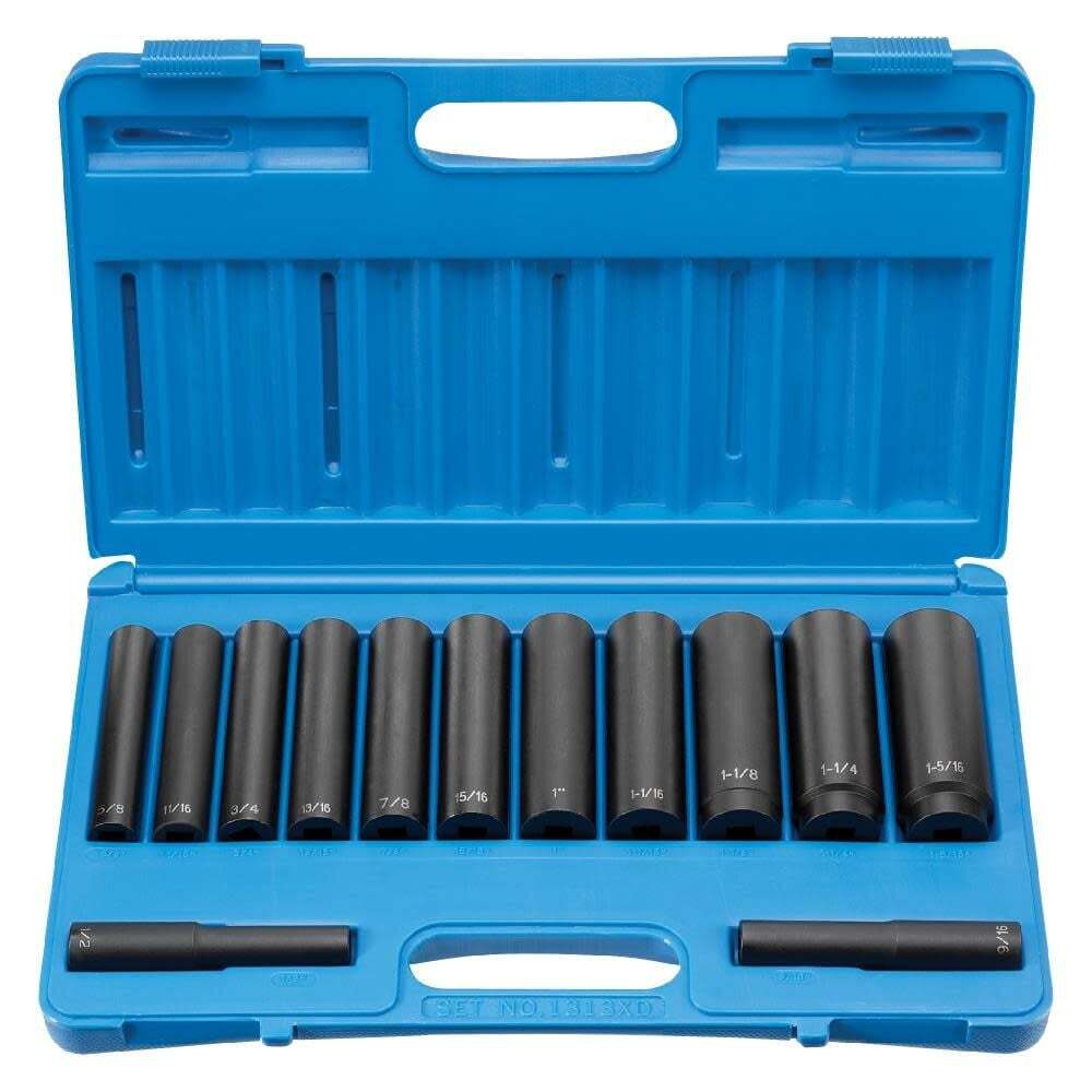Grey Pneumatic 1/2'' Drive 13 Piece Extra-Deep Set