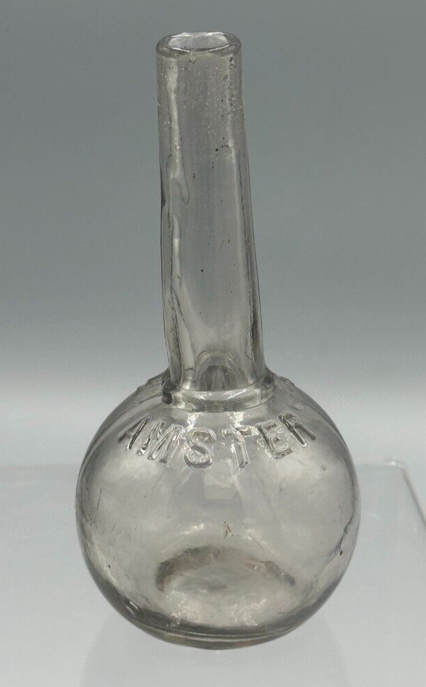 1913 STOCKING DARNER - AMSTER Glass CANDY CONTAINER Antique E&A 703