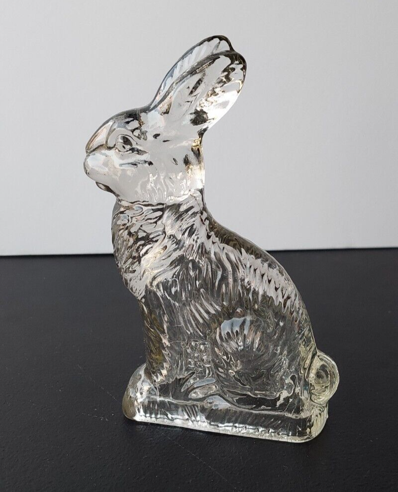 RABBIT / HARE SHAPE GLASS CANDY CONTAINER. J.H MILLSTEIN CO.