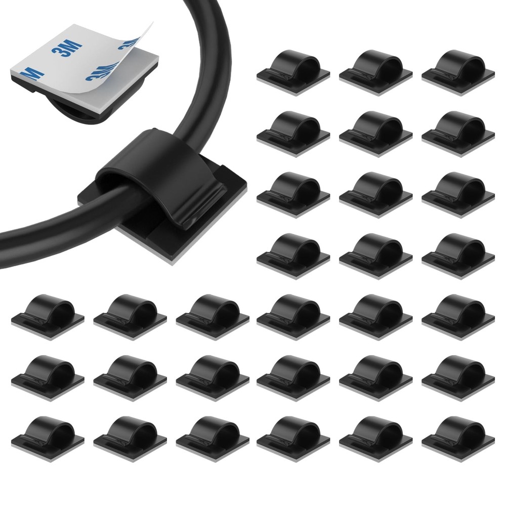 LinkDocs 30 Adhesive Cable Clips - Cable Management for Car Office Home