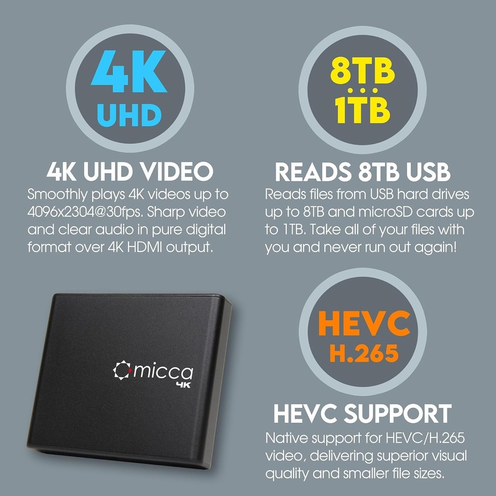 Compact 4K Digital Media Player - USB MicroSD