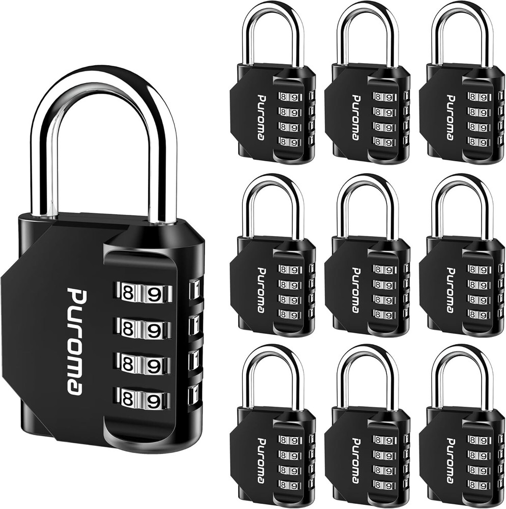 Compact 10 Pack Combination Padlocks - Keyless, Waterproof for Gates & Lockers