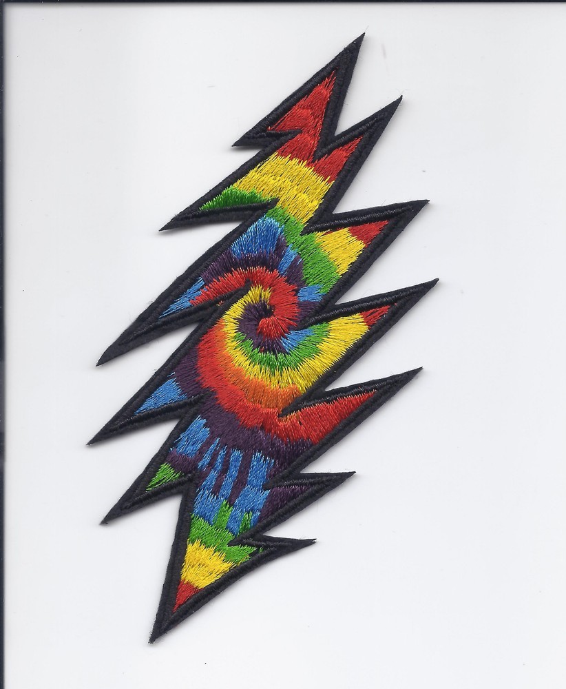 Grateful Dead Tie Dye rainbow Lightning Bolt Iron On Embroidered Patch patches