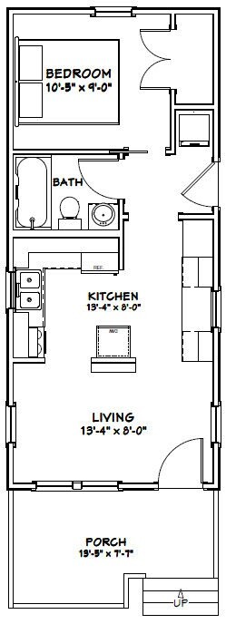 14x32 Tiny House -- 447 sq ft -- PDF FloorPlan -- Model 1O